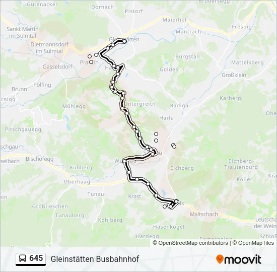 645 Bus Line Map