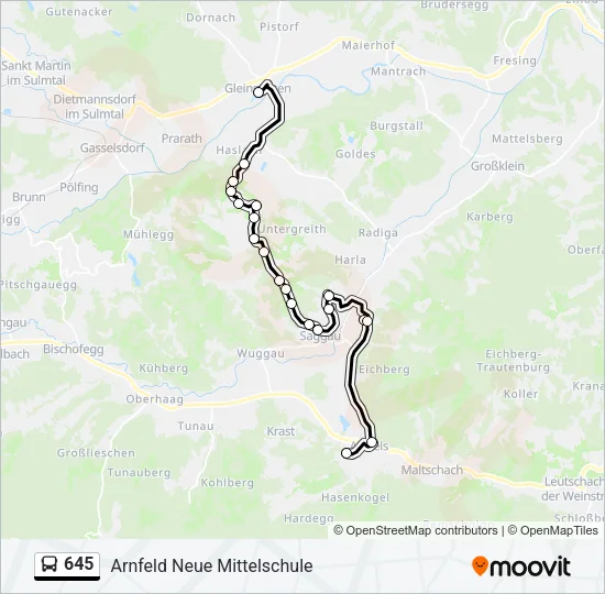 645 Bus Line Map