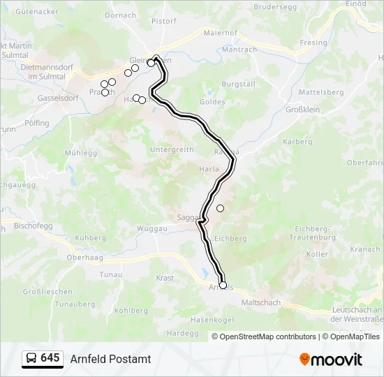 645 Bus Line Map