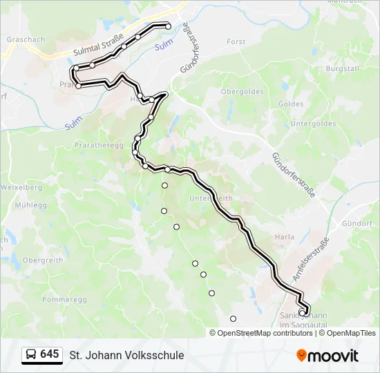 645 Bus Line Map