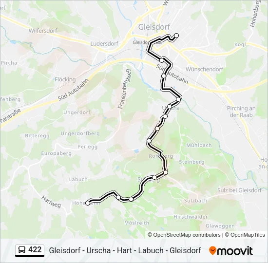 422 Bus Line Map