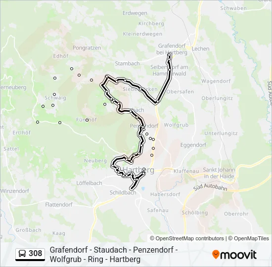 308 Bus Line Map
