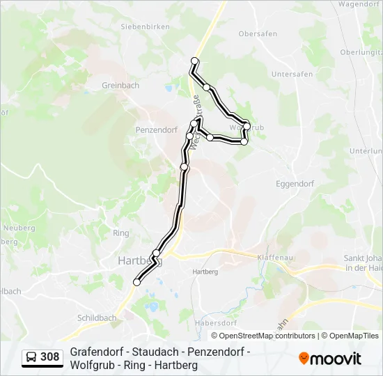 308 Bus Line Map