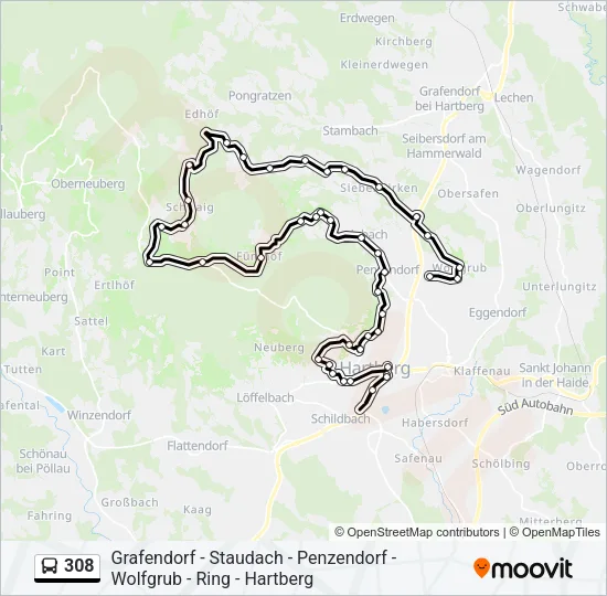 308 Bus Line Map