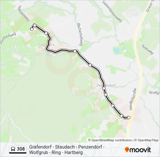 308 Bus Line Map