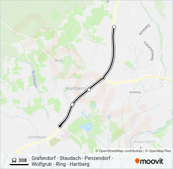 308 Bus Line Map