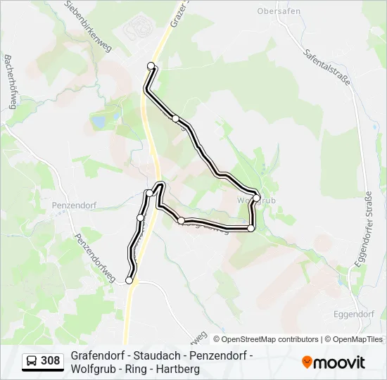 308 Bus Line Map