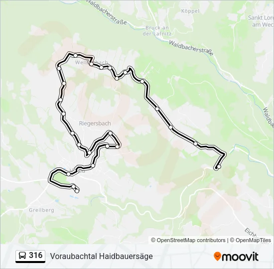 316 Bus Line Map