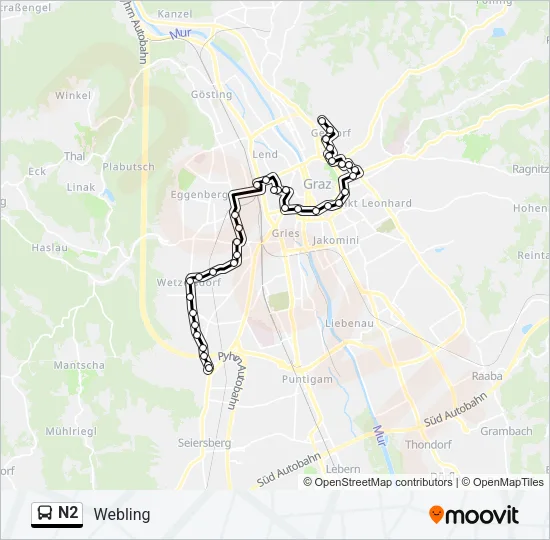N2 Bus Line Map