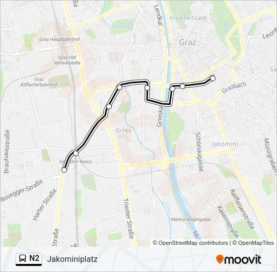 N2 Bus Line Map