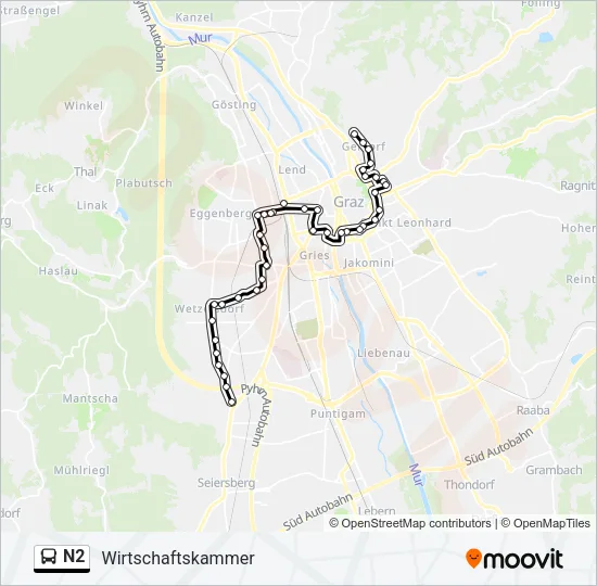 N2 Bus Line Map