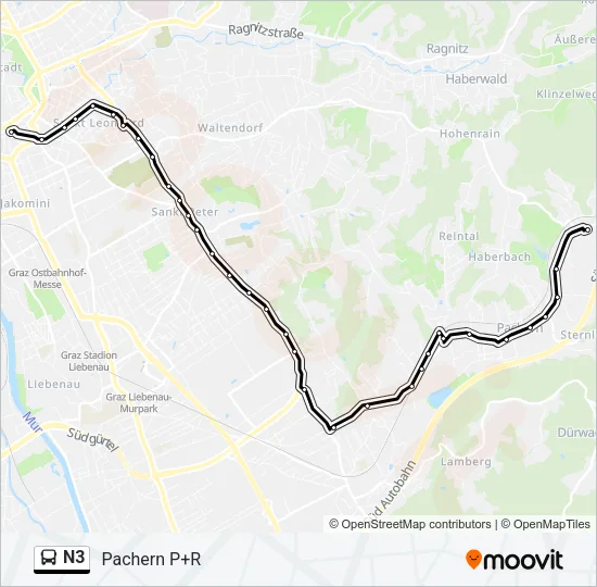 N3 Bus Line Map