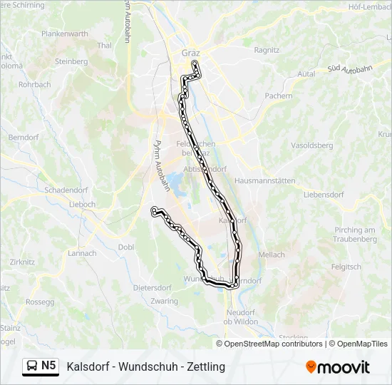 N5 Bus Line Map