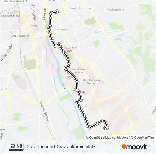 N8 Bus Line Map