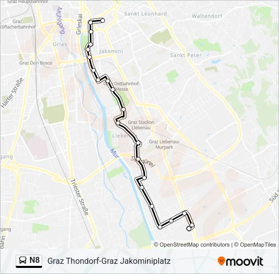 N8 Bus Line Map