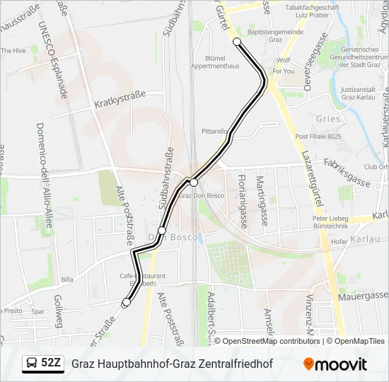 52Z Bus Line Map