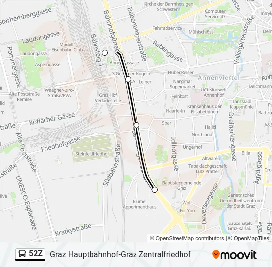 52Z Bus Line Map