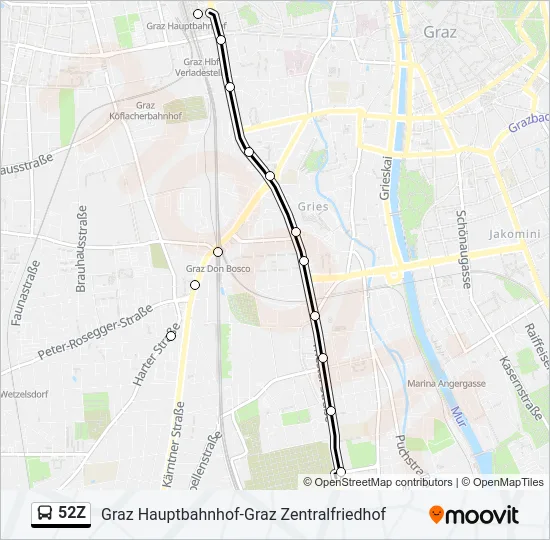 52Z Bus Line Map