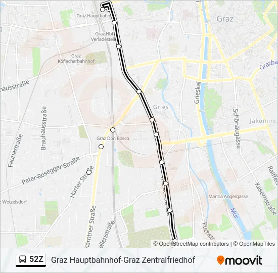 52Z Bus Line Map