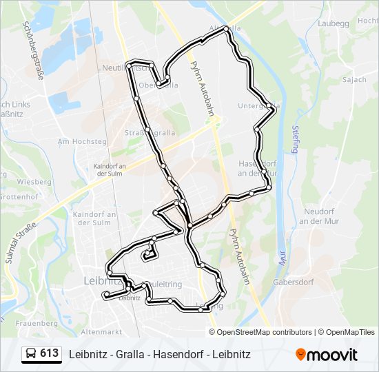 613 bus Line Map