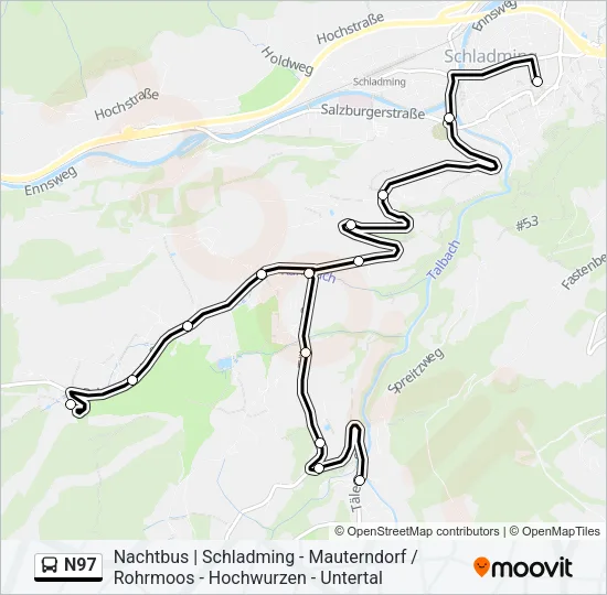 N97 Bus Line Map
