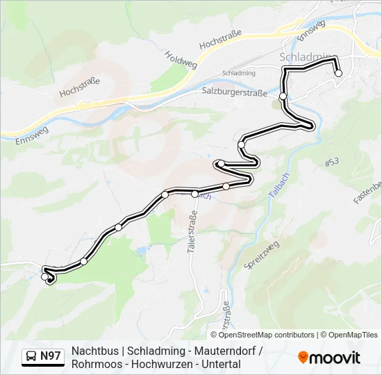 N97 Bus Line Map