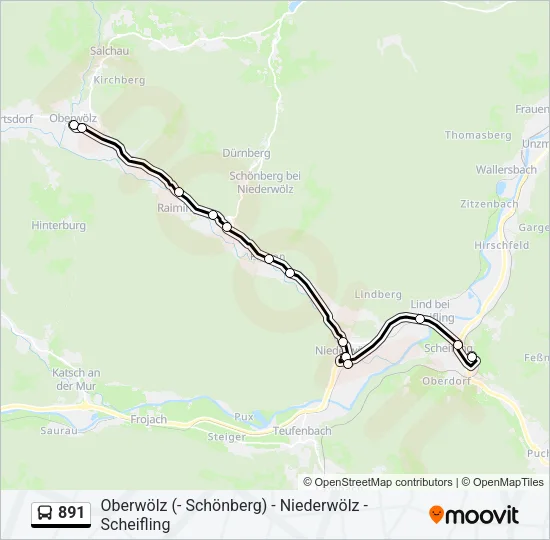891 Bus Line Map
