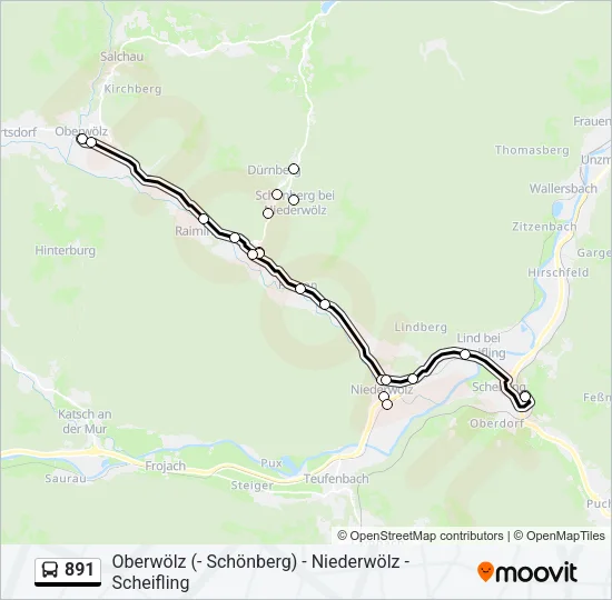 891 Bus Line Map