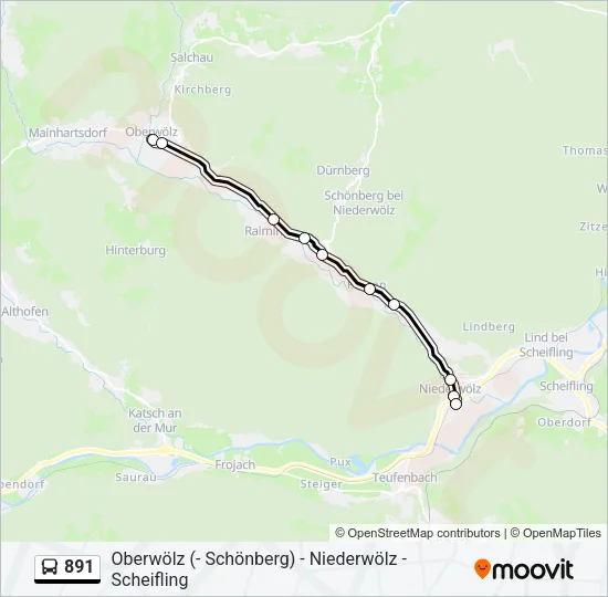 891 Bus Line Map