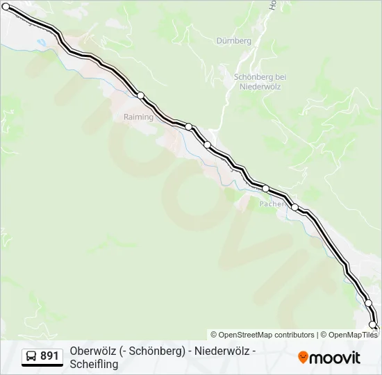 891 Bus Line Map