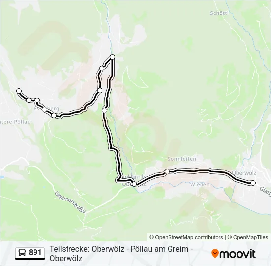 891 Bus Line Map