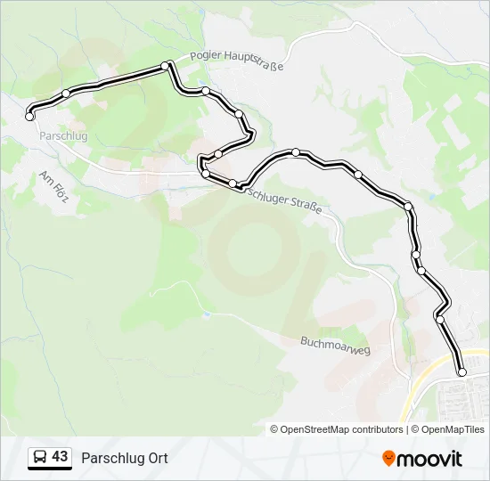 43 Bus Line Map