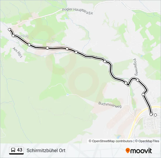 43 Bus Line Map