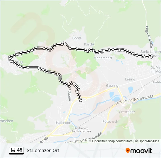 45 Bus Line Map