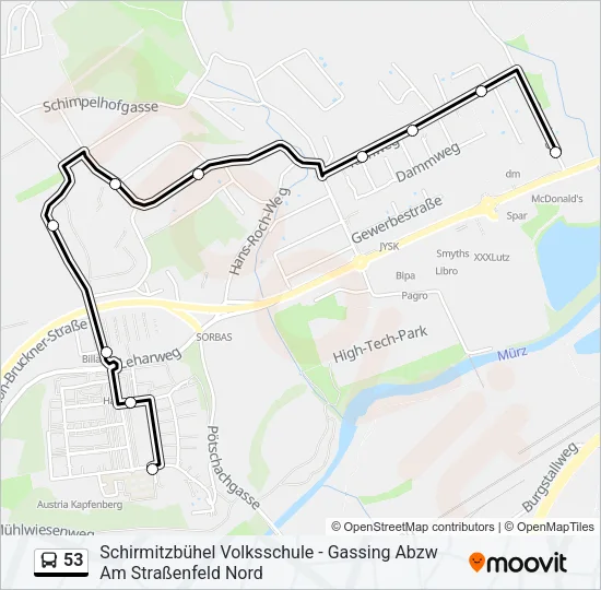 53 Bus Line Map
