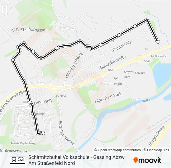 53 Bus Line Map