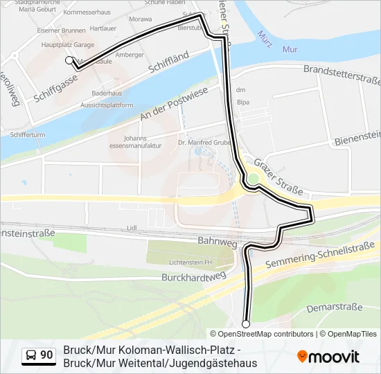 90 Bus Line Map