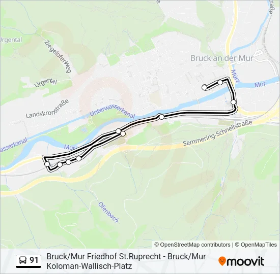 91 Bus Line Map