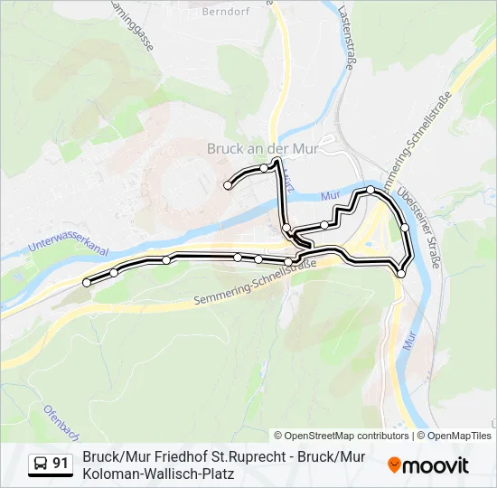 91 Bus Line Map