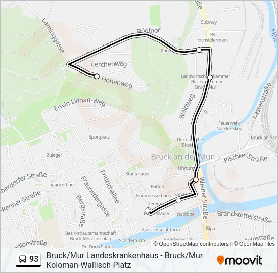 93 Bus Line Map