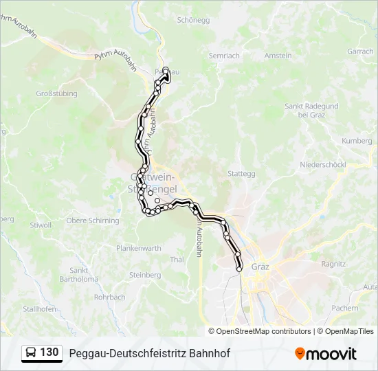 130 Bus Line Map