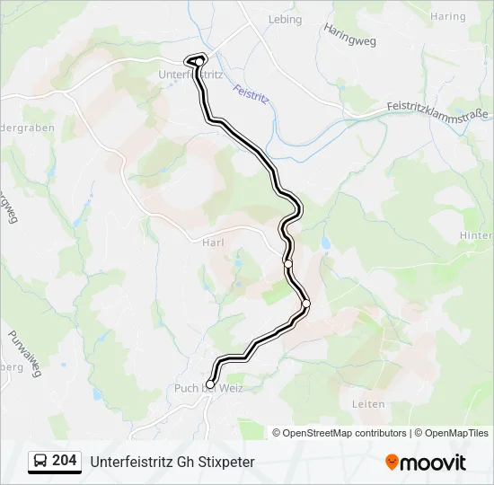 204 Bus Line Map