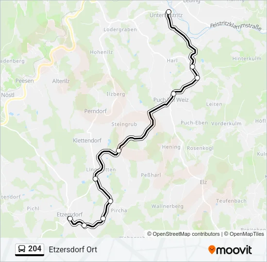 204 Bus Line Map