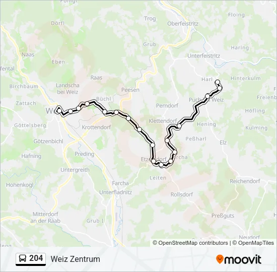 204 Bus Line Map