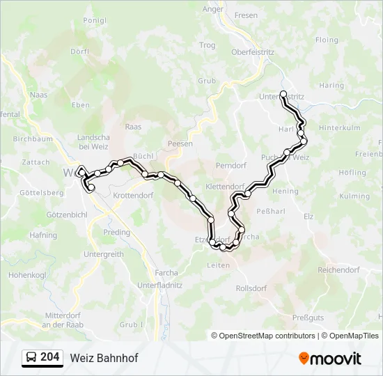 204 Bus Line Map