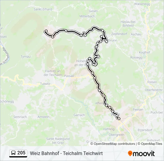 205 Bus Line Map