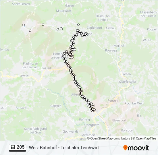 205 Bus Line Map
