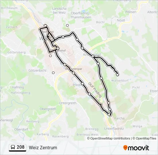 208 Bus Line Map
