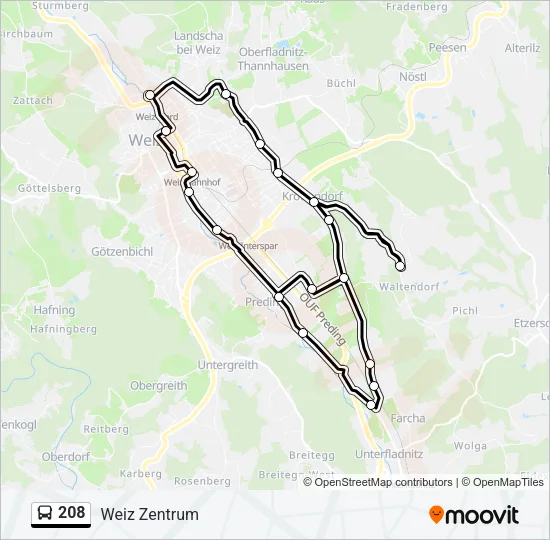 208 Bus Line Map
