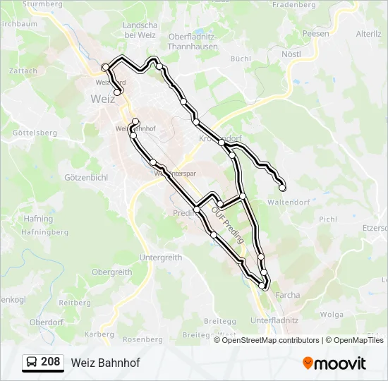 208 Bus Line Map